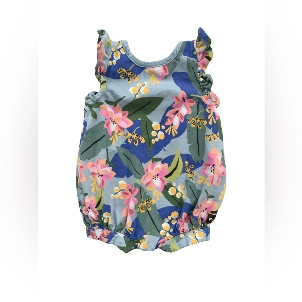 Tea Collection Size 0-3 Months Floral Ruffle Romper